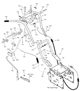 Handle Assembly Diagram and Parts List for 1695368-6291490X54 2007 Briggs and Stratton Snow Blower